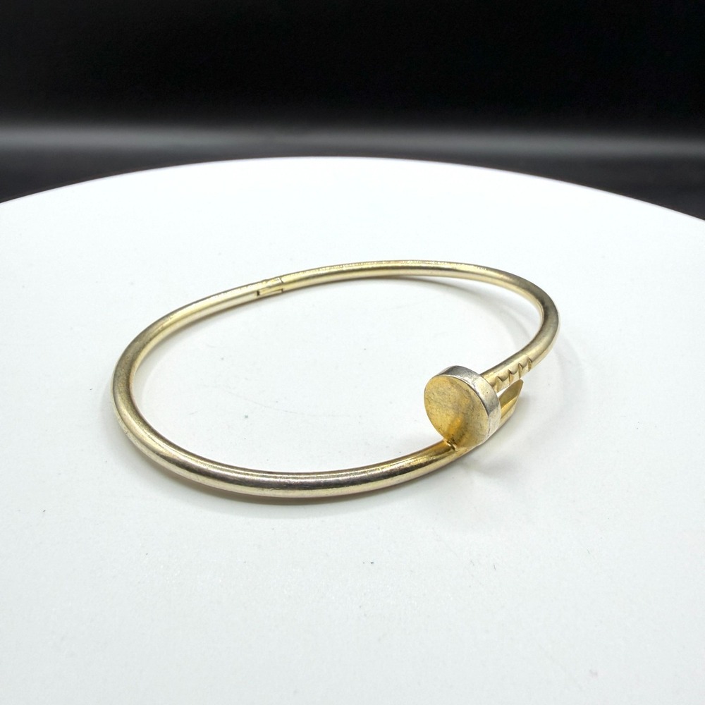 Gold Tone Nail Bangle Bracelet Minimalist Industrial Stackable Gift FashionGold